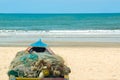 A boat on the beach in The Gambia, West Africa Royalty Free Stock Photo