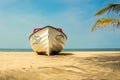 A boat on the beach in The Gambia, West Africa Royalty Free Stock Photo