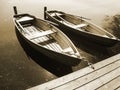 Boat on the lake (20), sepia Royalty Free Stock Photo