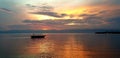 Lake Kivu, Rwanda: Beautiful Golden Sunset at Sea Royalty Free Stock Photo