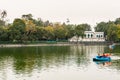 A boat on the lake in the Chapultepec park in the downtown of Mexico City