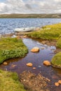 Boat in a lake in Hardangervidda, Norway