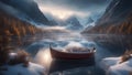 boat on the lake highly intricately detailed Small boat on Norwegian fjord Royalty Free Stock Photo