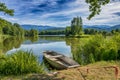 Boat on lake in the Karkonosze mountains