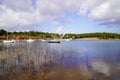 Boat lake sailboat harbor in Carcans, Port boats harbour Royalty Free Stock Photo