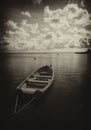 Boat on lake in sepia Royalty Free Stock Photo