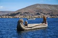 The boat on Lake Titicaca in Peru