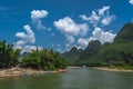 Boat landing on Li River shore in China