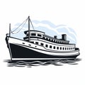 Vintage Cruise Ship Illustration On White Background