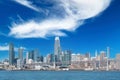 Boat level view of San Francisco, California downtown district and its skyscrapers and San Francisco Bay Royalty Free Stock Photo