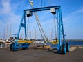 Boat lifter crane Royalty Free Stock Photo