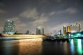 Boat Light Trails Along Chao Phraya River in Bangkok