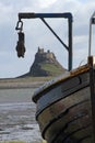 Boat and Lindisfarne Castle Royalty Free Stock Photo