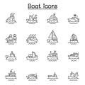 Boat line icons vector illustration graphic Royalty Free Stock Photo