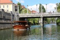 Boat on the Ljubljanica in Ljubljana Slovenia Royalty Free Stock Photo