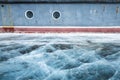 boat locked in ice in a frozen lake Khuvsgul in northern Mongolia Royalty Free Stock Photo