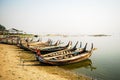 Boat made of wood, U-Bein Bridge, Amarapura, Myanmar Royalty Free Stock Photo