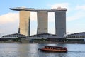Boat and Marina Bay Sands hotel, Singapore Royalty Free Stock Photo