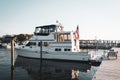 Boat in the marina in Kismet, Fire Island, Long Island, New York