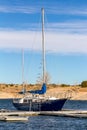 A boat on the marina in Lake Pueblo State Park in Colorado Royalty Free Stock Photo