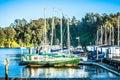 Boat marina near new oakland bay bridge leading to oakland calif Royalty Free Stock Photo