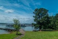 Boat marina with picnic area Royalty Free Stock Photo