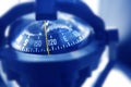 Boat marine compass in black blue light backlight Royalty Free Stock Photo