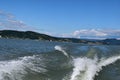 Danube river - boat marks on water