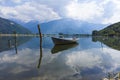 Boat on Mera river from Dascio Royalty Free Stock Photo