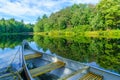 Boat and the Mersey river, in Kejimkujik National Park Royalty Free Stock Photo