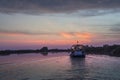 Boat on Mincio river Royalty Free Stock Photo