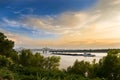 Boat in the Mississippi River near the Vicksburg Bridge in Vicksburg, Mississipp