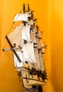 Boat model. Small wooden ship. Royalty Free Stock Photo
