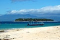 Boat moored by a beach in Fiji