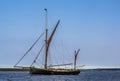 A boat moored at Blakeney Point, Norfolk just before sunset