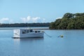 Boat moored in Pumicestone Passage, near Brisbane, Queensland, Australia