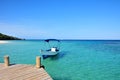 Boat moored in Caribbean sea Royalty Free Stock Photo