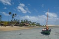 Boat moored on idyllic beach