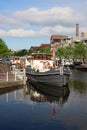 Boat moored at side of waterway in Leiden