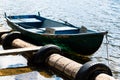 Boat moored to the shore