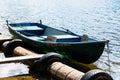 Boat moored to the shore