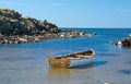 Boat moored in a tranquil bay Royalty Free Stock Photo