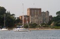 A boat moored up near brownsea castle in Poole harbour Royalty Free Stock Photo