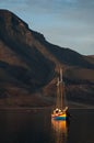 Boat on the mountain background Royalty Free Stock Photo