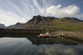 Boat,mountain, reflection in Iceland Royalty Free Stock Photo