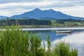 Boat and Moutain in Hopfensee lake, Fussen, Germany Royalty Free Stock Photo