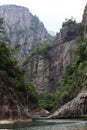 The boat moving in canyon streams