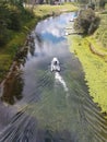 Boat moving on river Near Christing Lake