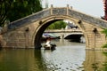 Boat navigating Bridge on Canal, Zhouzhuang, China Royalty Free Stock Photo