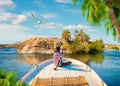 Boat on the nile and island